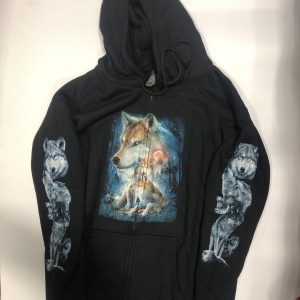 Gothic Designs Wolf Pack Duo Forest Lunar Eclipse Hoodie (Unisex) (Double Sided)