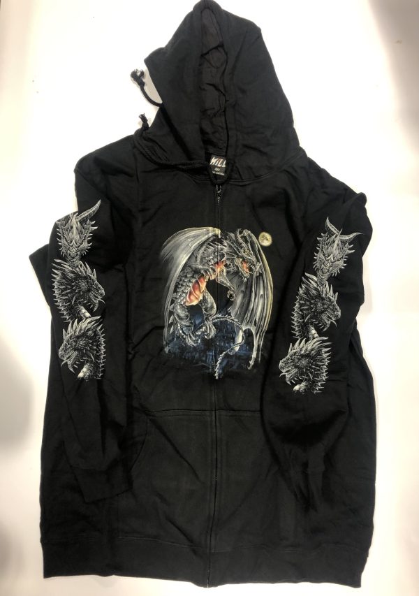 Gothic Designs Dragon Castle Moon Hunter Hoodie (Unisex) (Double Sided)