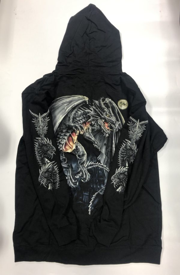 Gothic Designs Dragon Castle Moon Hunter Hoodie (Unisex) (Double Sided) - Image 2