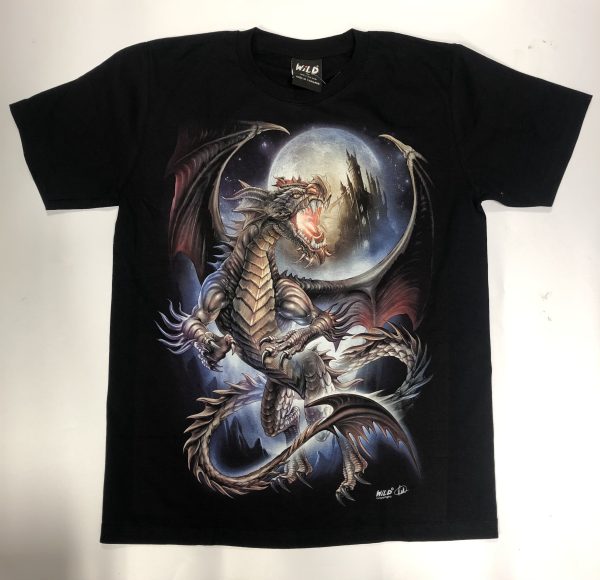 Gothic Designs Dragon Castle Guardian T-shirt (Unisex) (Double Sided)