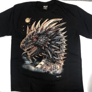 Gothic Designs Dragon Sea Monster Moon Portrait T-shirt (Unisex) (Double Sided)