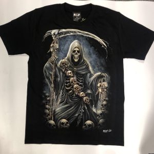 Gothic Designs Grim Reaper Soul Skeleton Catcher T-shirt (Unisex) (Double Sided)