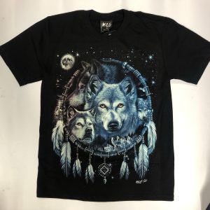 Gothic Designs Wolf Pack Aura Dreamcatcher T-shirt (Unisex) (Double Sided)