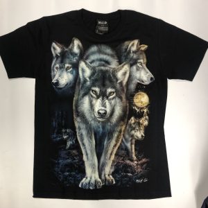 Gothic Designs Wolf Pack Mountain Darkness Moonlight T-shirt (Unisex) (Double Sided)