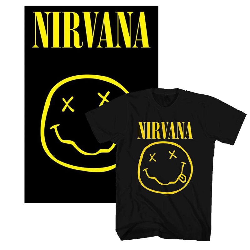 Nirvana "Smiley Face" Bundle (1x poster, 1x t-shirt)