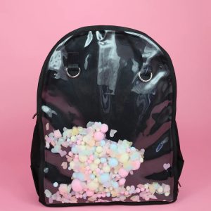 Kpop Clear Window Black Backpack (Black) (42cm)