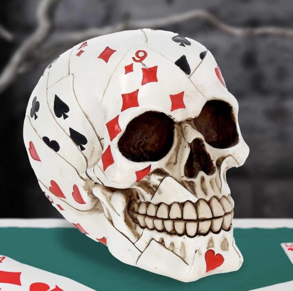 Nemesis Now© AL50067 Dead Mans Hand Playing Card Skull Ornament (15cm)