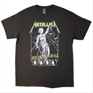 Metallica© Justice Faces Official Band T-shirt (Unisex) (Charcoal)