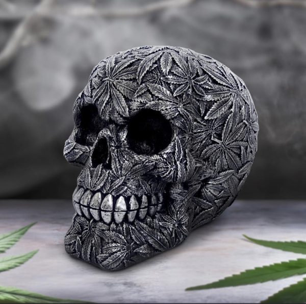 Nemesis Now© U6877C24 High Life Leaf Embellished Skull Ornament (15.5cm)