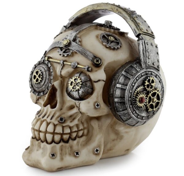 Steampunk Style Skull Head with Headphones Ornament (12.5cm) - Image 4