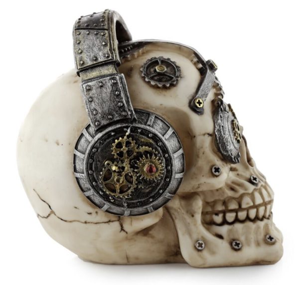 Steampunk Style Skull Head with Headphones Ornament (12.5cm) - Image 2