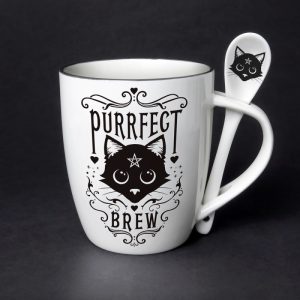 Alchemy© Fine Bone China Mug & Spoon Set "Purrfect Brew" (10.9cm) (13oz)