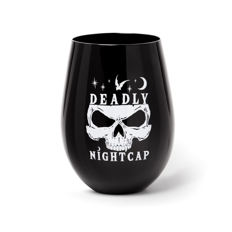 Alchemy© Stemless Glass Deadly Nightcap Skull Design Drinking Cup (12cm)