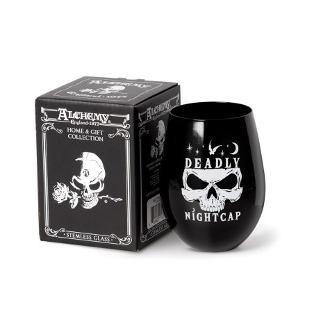 Alchemy© Stemless Glass Deadly Nightcap Skull Design Drinking Cup (12cm) - Image 2