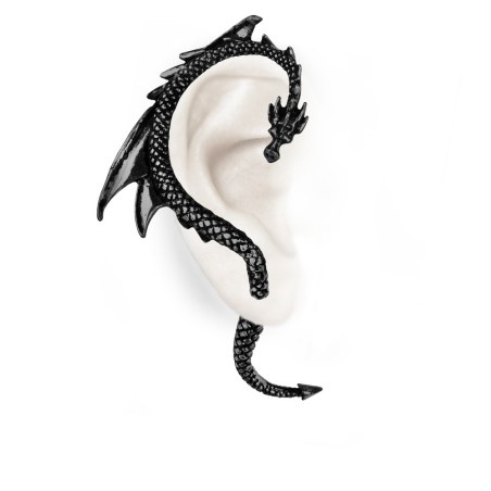 Alchemy© Pewter Earrings: Dragon Lure "Black" Single (8cm) - Image 3