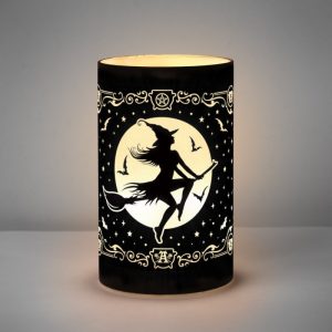 Alchemy© Glass LED Light Witch by Moonlight (15cm) (Black/White)