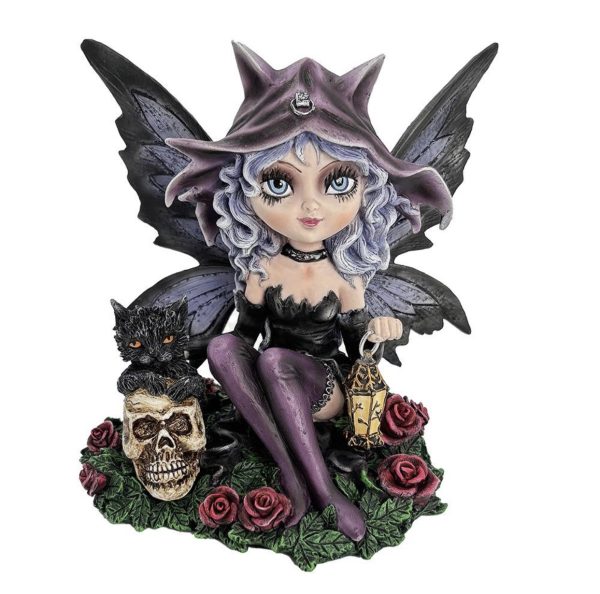 Nemesis Now© Midnight Fae Gothic Fairy with Cat Figurine Ornament (14cm) - Image 2