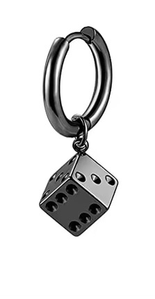 Dice Earring (Unisex) (Black)
