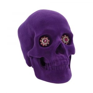 Nemesis Now© Jewelled Gaze Velvet Purple Skull Ornament (18.7cm)