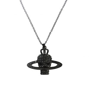 Skull on a Planet Studded Diamanté  Necklace