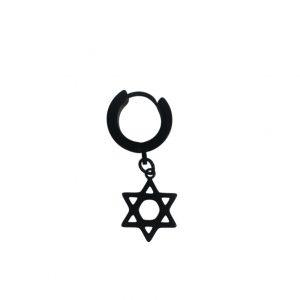 Piercing Star Of David Earring (Unisex) (Single) (Black)