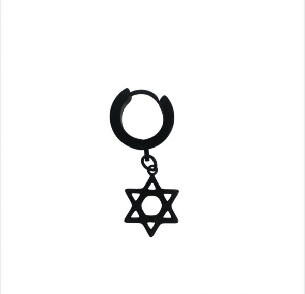 Piercing Star Of David Earring (Unisex) (Single) (Black)
