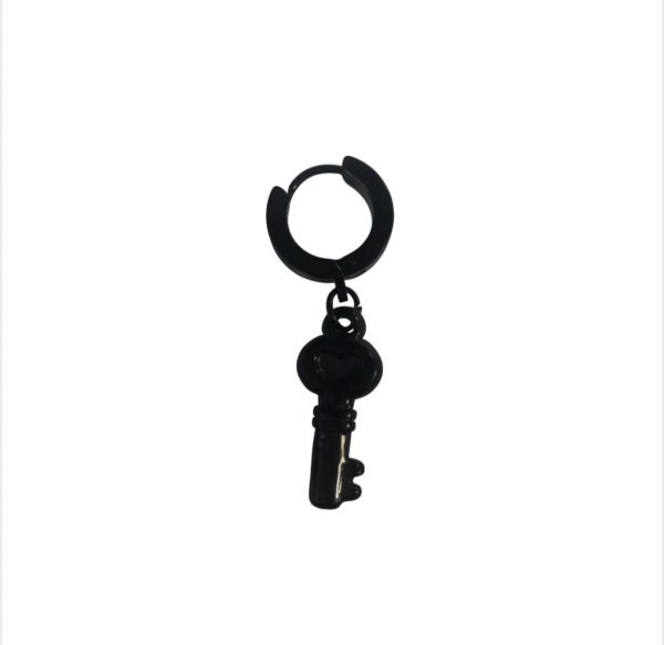 Piercing Key Earring (Unisex) (Single) (Black)