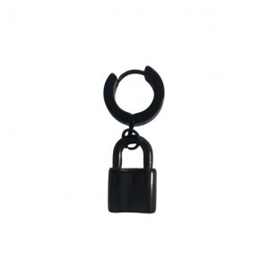 Piercing Padlock Earring (Unisex) (Single) (Black)