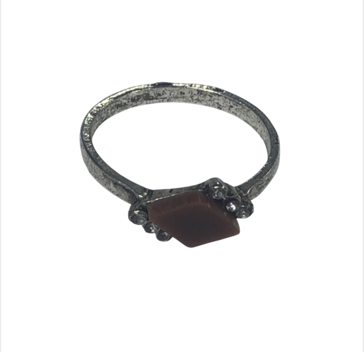 Brown Diamond Shape Band Ring