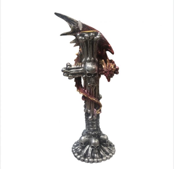 SACRED Skull Purple Dragon Candle Holder Ornament (24cm)