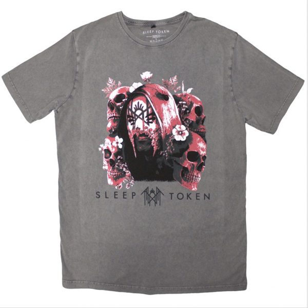 SleepToken© Skulls & Flowers Stone Band T-shirt (Unisex) (Grey)
