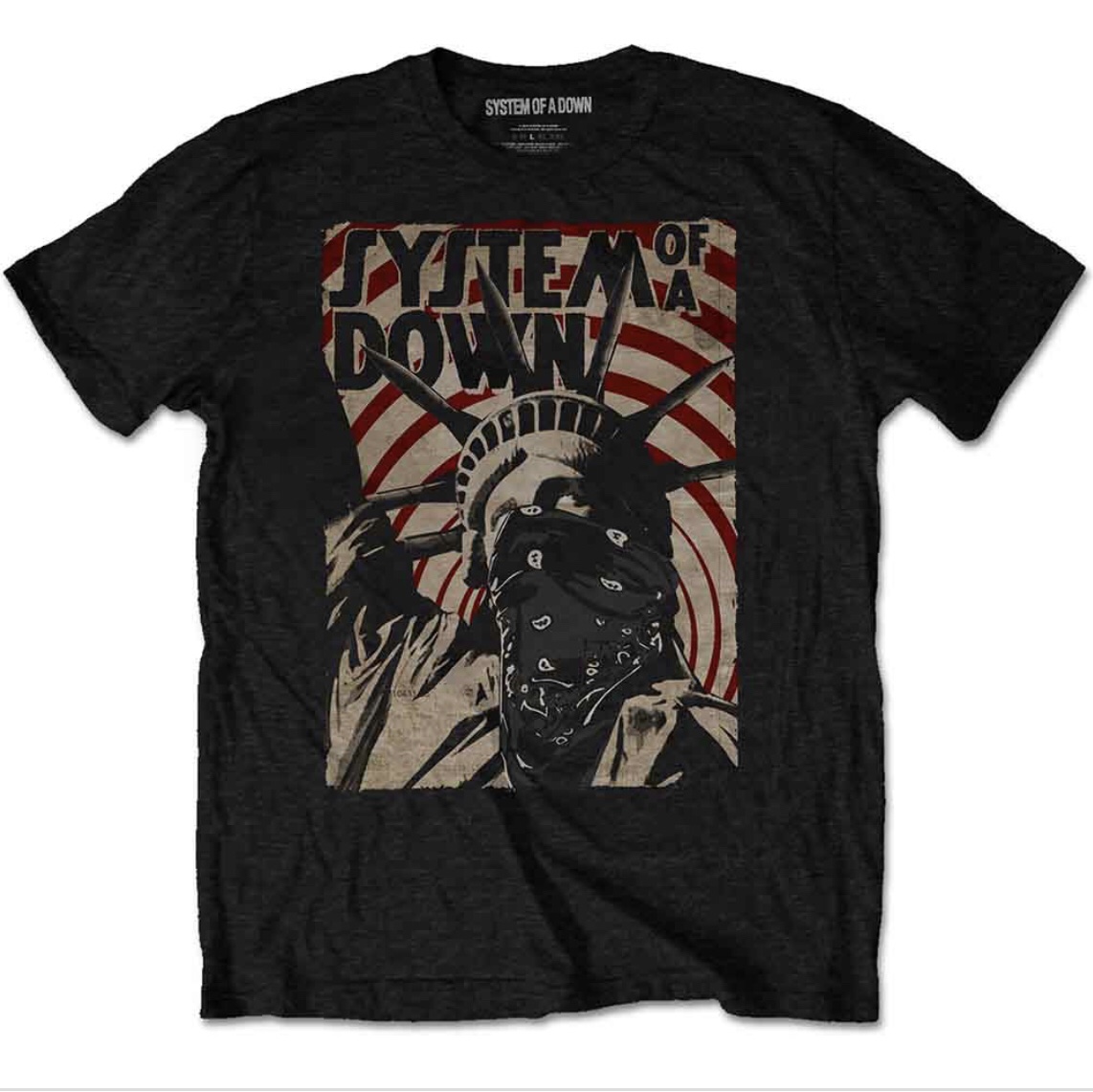 System Of A Down© “Liberty Bandit” Official Band T-shirt (Unisex) (Black/Red)