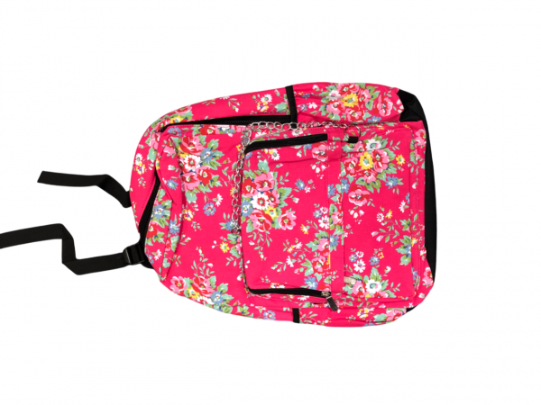 Floral Pink Backpack with Chain - Image 2