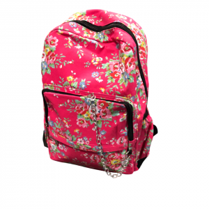 Floral Pink Backpack with Chain
