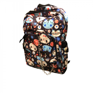 Cat Pattern Backpack with Chain