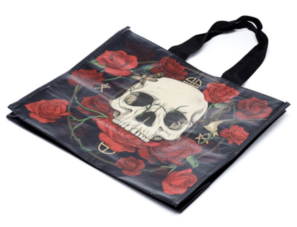 Skulls & Roses RPET Reusable Shopping Bag (33cm) - Image 5