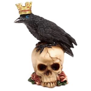 img_7761-3 Crow wearing Crown Standing on Skull with Roses (11cm)