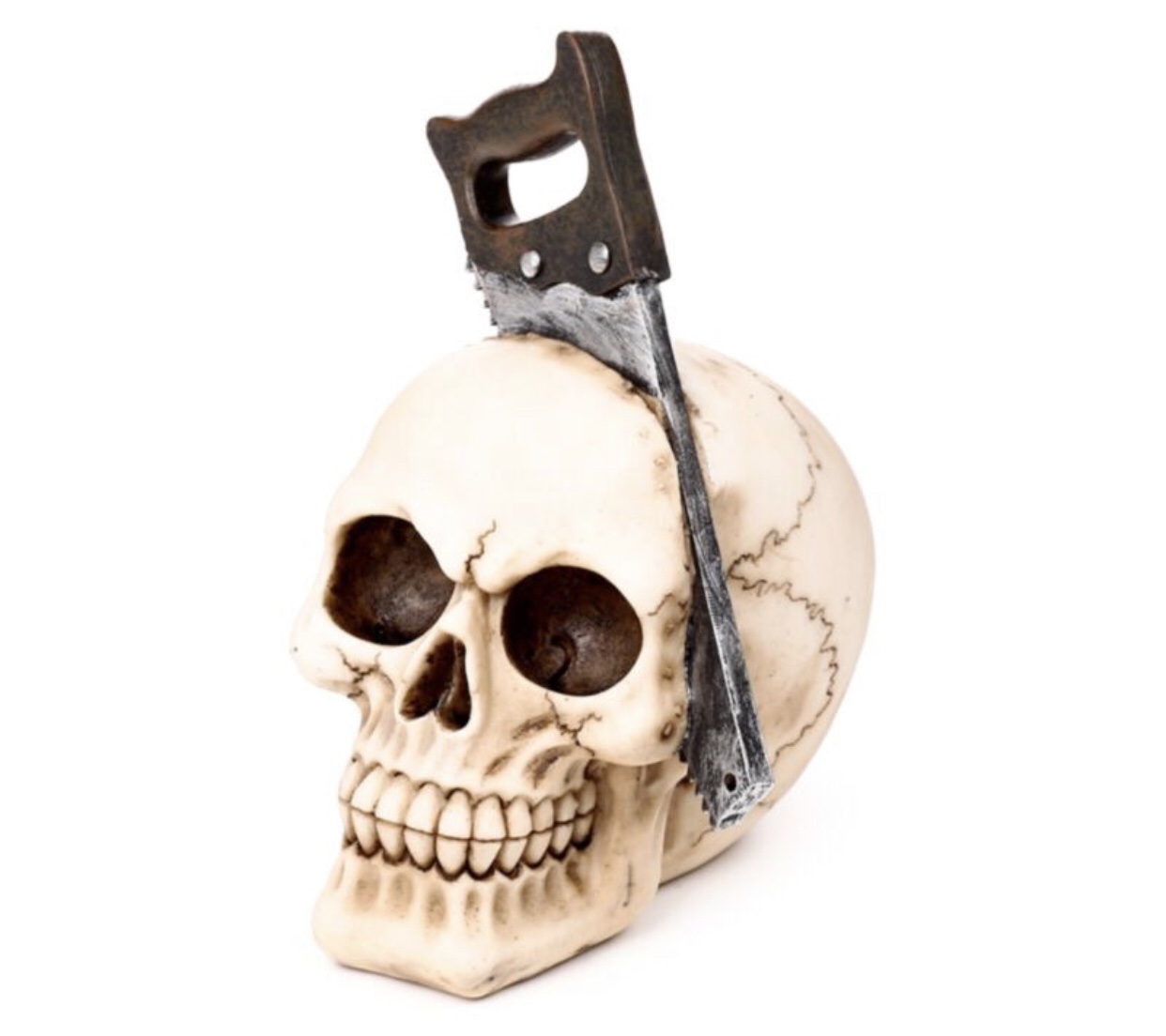 Skull with Saw Through Head Ornament (18cm)
