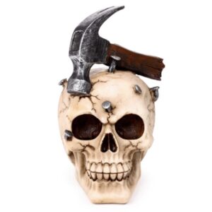 Skull with Hammer & Nails Ornament (18cm)