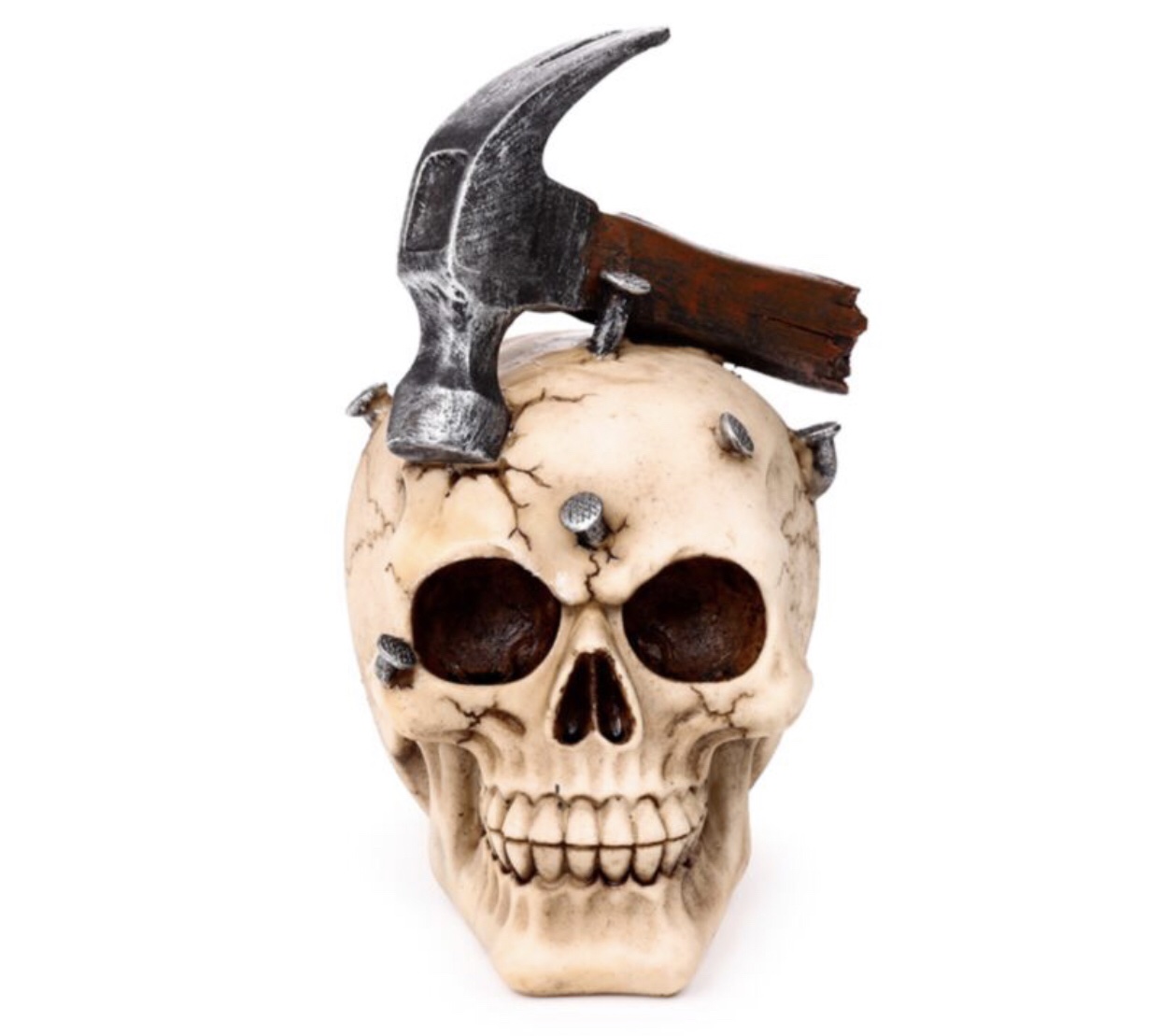 Skull with Hammer & Nails Ornament (18cm)