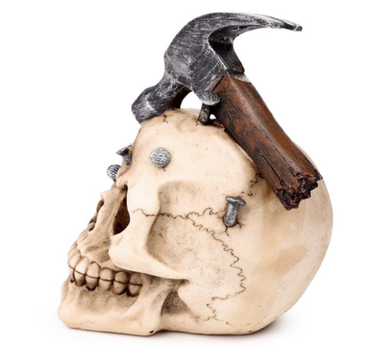 Skull with Hammer & Nails Ornament (18cm) - Image 4