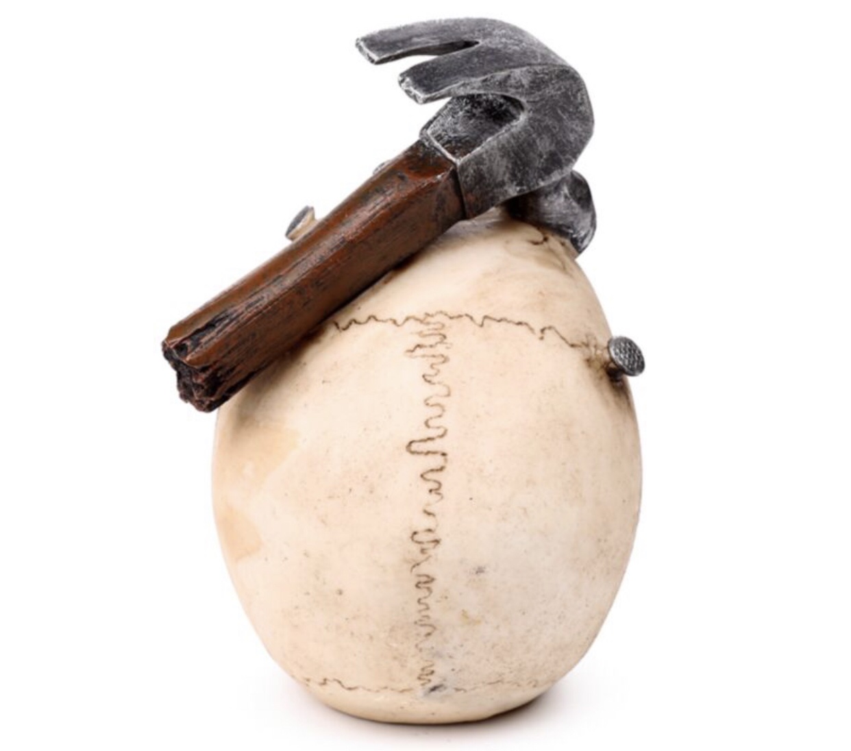 Skull with Hammer & Nails Ornament (18cm) - Image 2