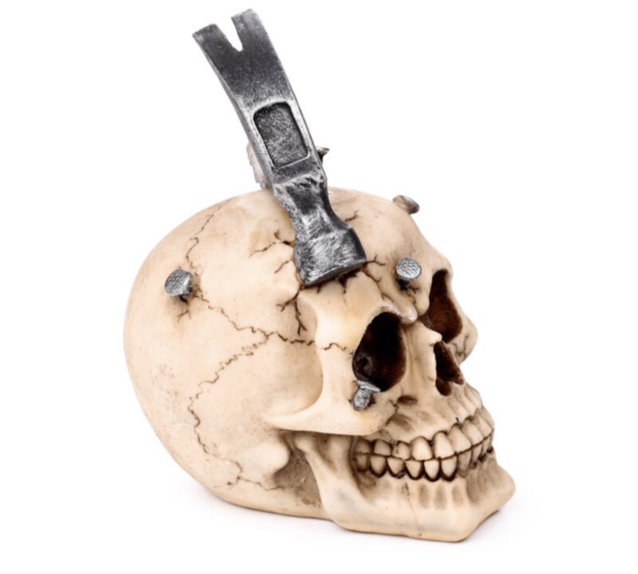 Skull with Hammer & Nails Ornament (18cm) - Image 3