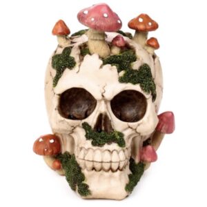 Skull with Toadstools & Moss Ornament (15cm)