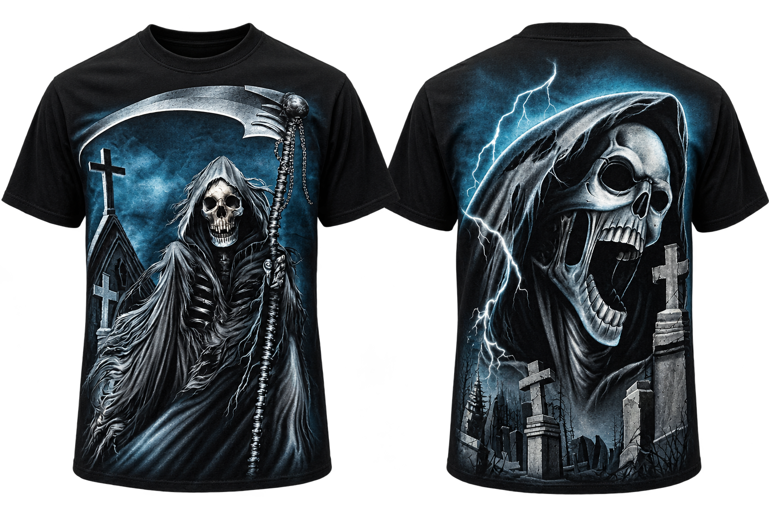 SACRED GOTHIC Grim Reaper Screaming T-shirt (Unisex)